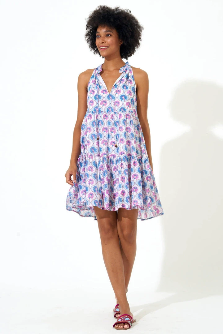 OLIPHANT Sleeveless Tiered Short Dress- Iris Blue 5 OLIPHANT Sleeveless Tiered Short Dress- Iris Blue