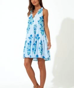 OLIPHANT Sleeveless Tiered Short Dress- Jaipur Blue Stripe