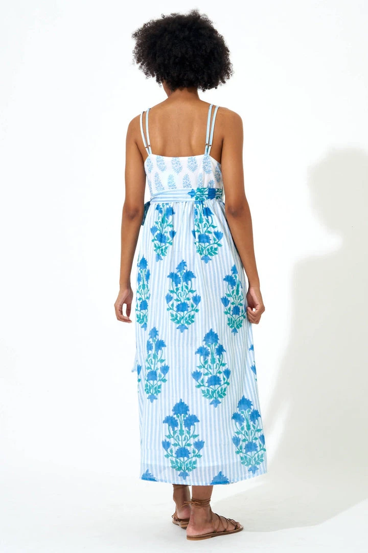 OLIPHANT Sleeveless Wrap Dress- Jaipur Blue Stripe 4 OLIPHANT Sleeveless Wrap Dress- Jaipur Blue Stripe