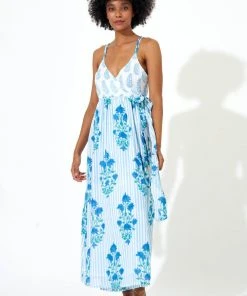 OLIPHANT Sleeveless Wrap Dress- Jaipur Blue Stripe 7 OLIPHANT Sleeveless Wrap Dress- Jaipur Blue Stripe