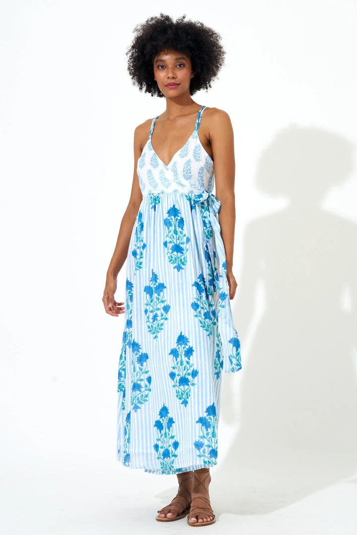 OLIPHANT Sleeveless Wrap Dress- Jaipur Blue Stripe 5 OLIPHANT Sleeveless Wrap Dress- Jaipur Blue Stripe