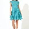 OLIPHANT Smocked Flirty Short Dress- Lisbon Green