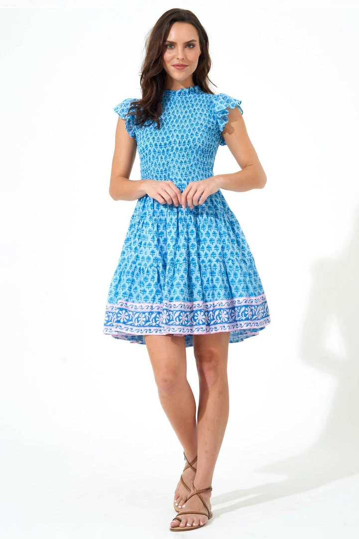 OLIPHANT Smocked Flirty Short-Fern Blue 3 OLIPHANT Smocked Flirty Short-Fern Blue