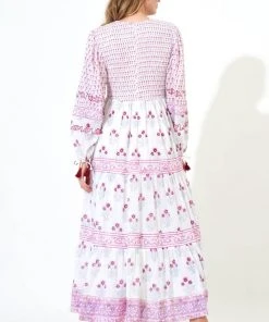 OLIPHANT Smocked Top Maxi- Indica Pink