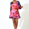 OLIPHANT Smocked Waist Short Dress- Basel Pink