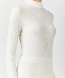 Soft Animal Stretch Rib Mockneck Top