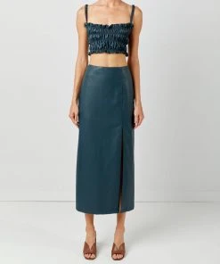 Soft Animal WHAT'S HOT Side Slit Leather Skirt