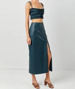 Soft Animal WHAT'S HOT Side Slit Leather Skirt