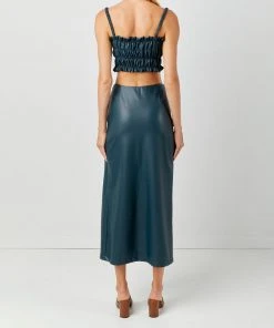 Soft Animal WHAT'S HOT Leather Smocked Top