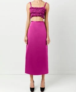 Soft Animal Fuchsia Silk Smocked Top