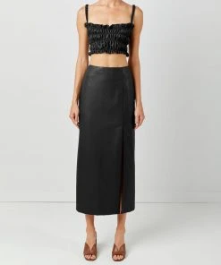 Soft Animal WHAT'S HOT Side Slit Leather Skirt