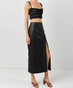 Soft Animal WHAT'S HOT Side Slit Leather Skirt