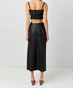 Soft Animal WHAT'S HOT Side Slit Leather Skirt