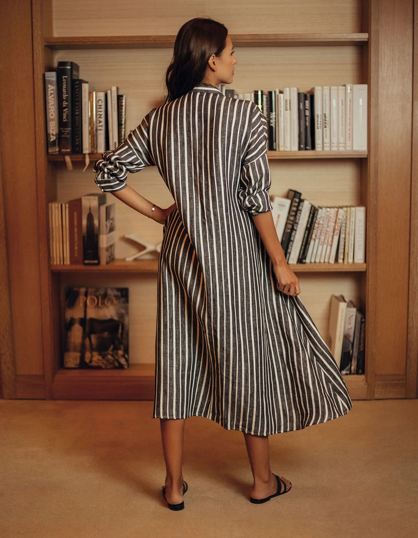 Daphne Wilde Stella In Black And White Striped Linen 6 Daphne Wilde Stella In Black And White Striped Linen