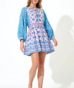 OLIPHANT Tie Front Balloon Sleeve- Iris Blue 7 OLIPHANT Tie Front Balloon Sleeve- Iris Blue