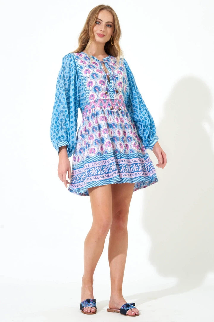 OLIPHANT Tie Front Balloon Sleeve- Iris Blue 5 OLIPHANT Tie Front Balloon Sleeve- Iris Blue