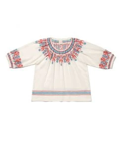 The Coast Brand Tokeneke Top - Burnt Red/Blue Gray/Light Blue