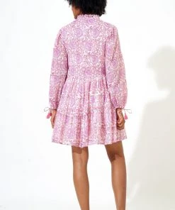 OLIPHANT Long Sleeve Yoke Dress- Malta Pink