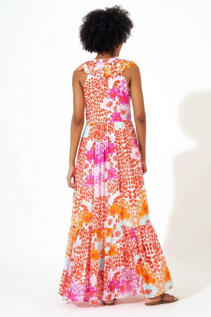 OLIPHANT Ruffle V-Neck Maxi- Antigua Orange 5 OLIPHANT Ruffle V-Neck Maxi- Antigua Orange