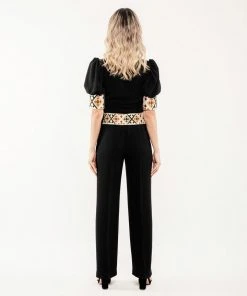 RosewaterHouse Embroidered Kaveh Straight Leg Pant - Black