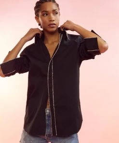 Cynthia Rowley Crystal Button Down Shirt WHAT'S HOT
