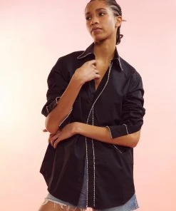 Cynthia Rowley Crystal Button Down Shirt WHAT'S HOT