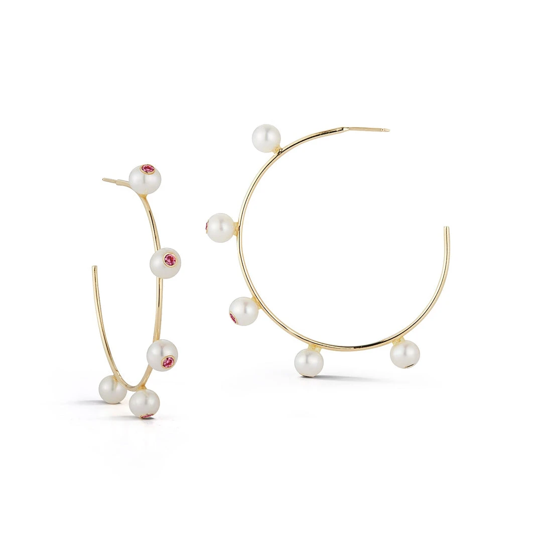 Couplet Vacation Shop Les Perles Pink Sapphire Hoops 3 Couplet Vacation Shop Les Perles Pink Sapphire Hoops