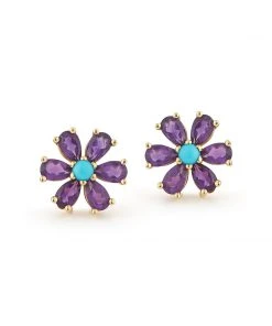 Couplet Les Fleurs Amethyst And Turquoise Earrings