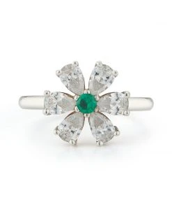 Couplet Les Fleurs Diamond And Emerald Ring Wedding Guest Shop