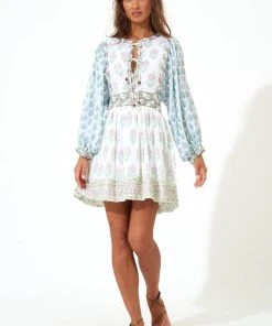 OLIPHANT Tie Front Balloon Sleeve- Clover Mauve