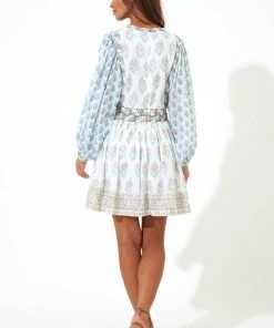 OLIPHANT Tie Front Balloon Sleeve- Clover Mauve