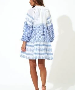 OLIPHANT Balloon Sleeve Short- Flora Blue