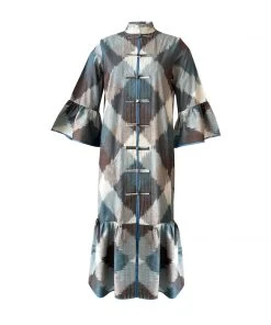De Castro Blue Check Dragon Dress
