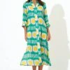 OLIPHANT Shirt Dress Midi- Ikat Green