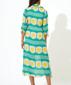 OLIPHANT Shirt Dress Midi- Ikat Green