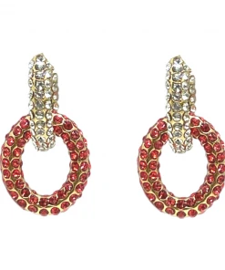 QuayL WHAT'S HOT Double Chain Link Hoop - Crystal/Coral Crystal