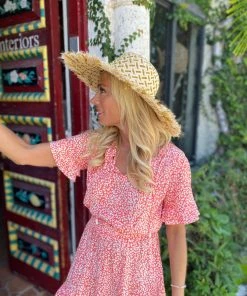 The Kemble Shop WHAT'S HOT 5' Natural & Tan Woven Fringe Hat