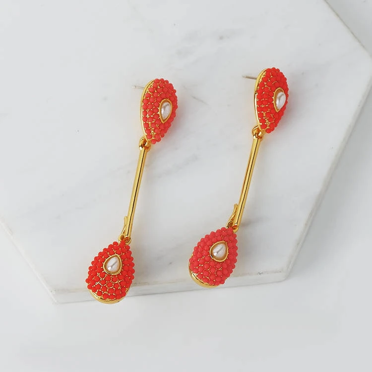 QuayL Double Teardrop Drop Earrings - Blue 8 QuayL Double Teardrop Drop Earrings - Blue