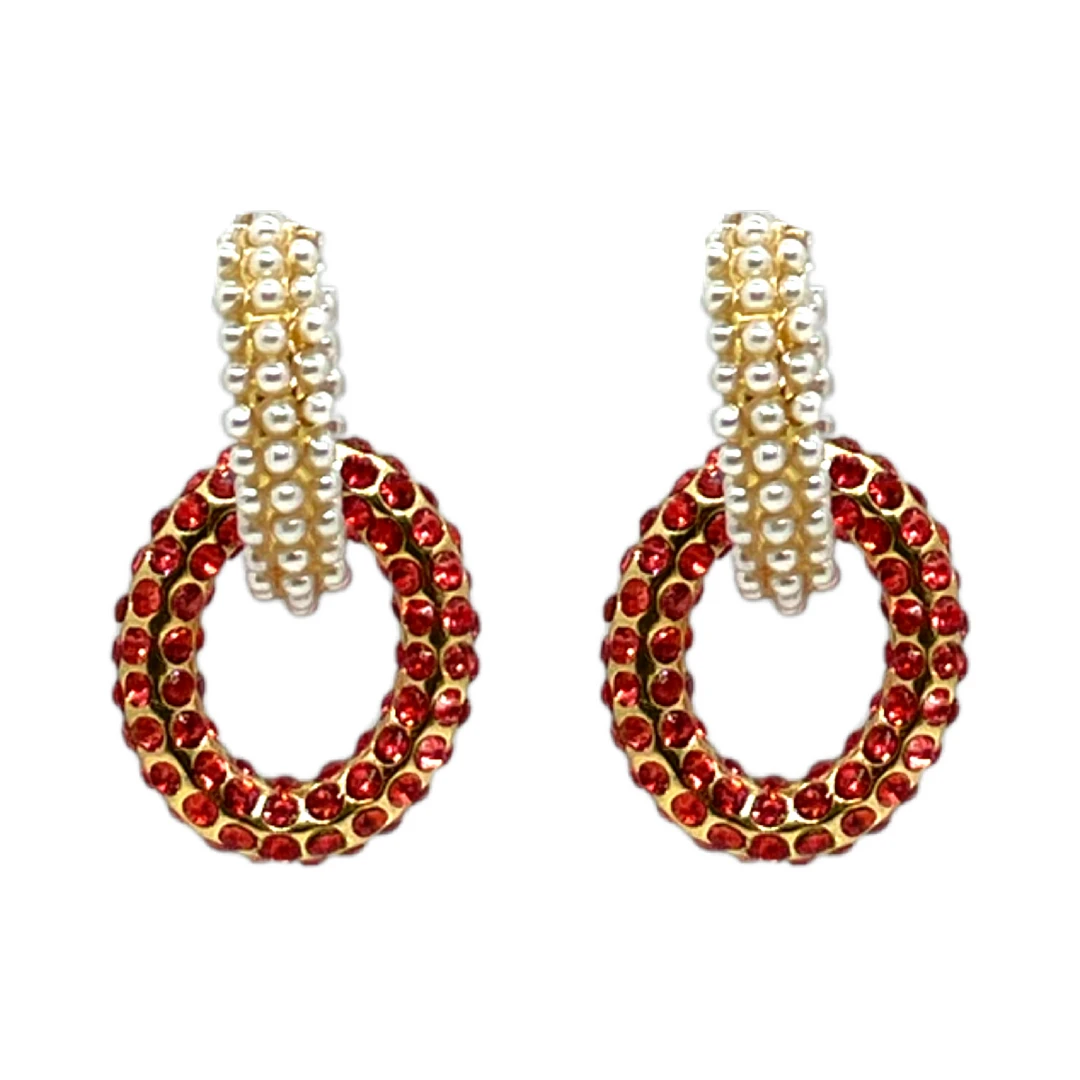 QuayL WHAT'S HOT Double Chain Link Hoop - Pearl/Coral Crystal 3 QuayL WHAT'S HOT Double Chain Link Hoop - Pearl/Coral Crystal