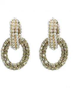 QuayL WHAT'S HOT Double Chain Link Hoop - Pearl/ Crystal