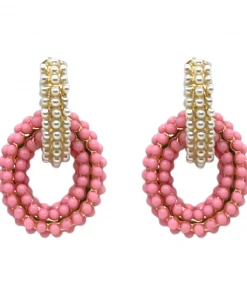 QuayL Double Chain Link Hoop - Pearl/Pink
