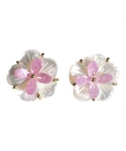 QuayL Flower And Resin Stud Earrings - Lavender