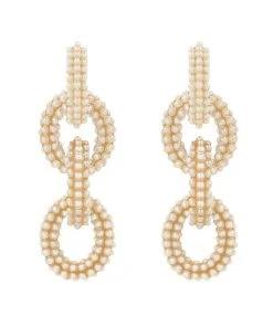 QuayL Round Chain Link Hoops - Pearl