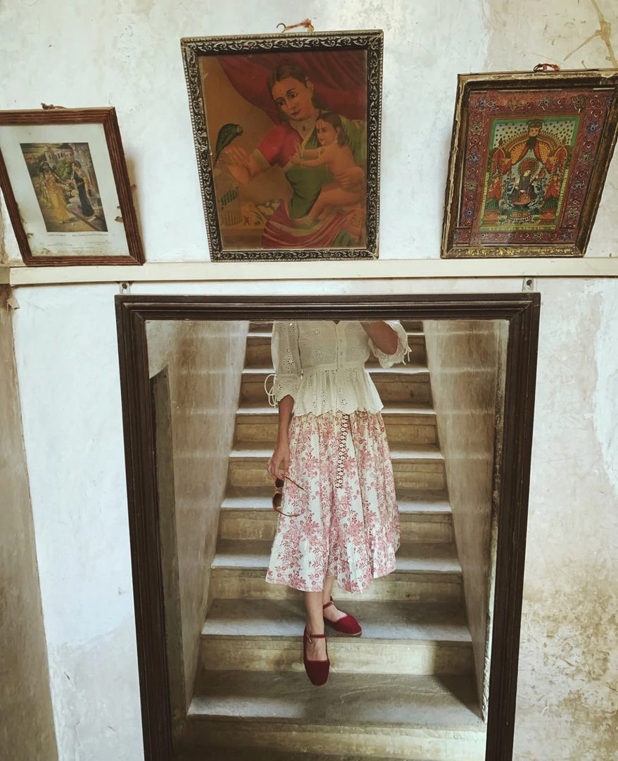 Daydress Frill Skirt In Cerise Chintz Trail 5 Daydress Frill Skirt In Cerise Chintz Trail