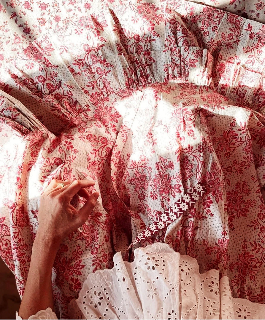 Daydress Frill Skirt In Cerise Chintz Trail 6 Daydress Frill Skirt In Cerise Chintz Trail