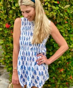The Kemble Shop WHAT'S HOT Blue & White Flowered Phoebe Dress