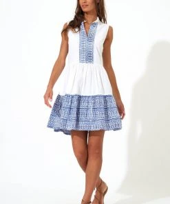 OLIPHANT Yoke Dress- Mykonos Blue
