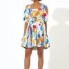 OLIPHANT Bubble Skirt Mini Dress- Papaya Yellow