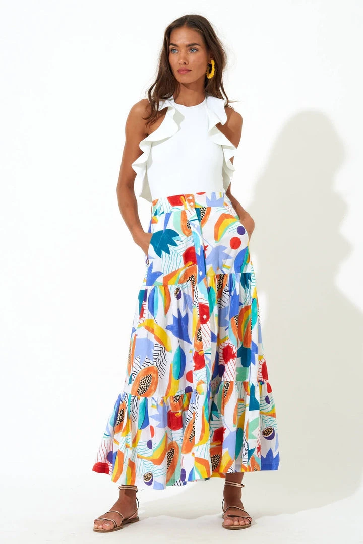 OLIPHANT Button Front Skirt- Papaya Yellow 5 OLIPHANT Button Front Skirt- Papaya Yellow