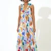 OLIPHANT Ruffle V-Neck Maxi- Papaya Yellow